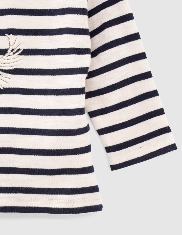 Camiseta marinera crudo bimaterial bordado bebé niña-5 Camiseta marinera crudo bimaterial bordado bebé niña-5