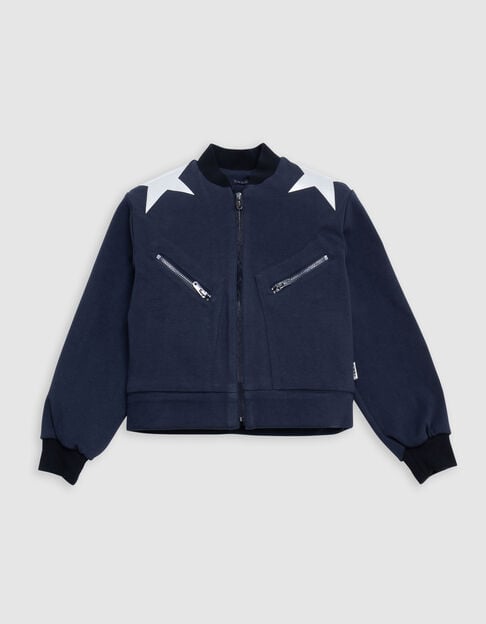 Chaqueta corta estampado estrellas azul marino niña - IKKS