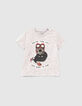 Camiseta gris algodón ecológico tigre motorista bebé niño-1
