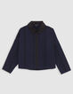 Girl's navy check cropped shirt-1