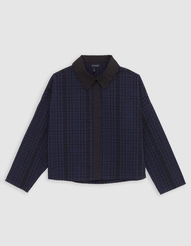 Girl's navy check cropped shirt - IKKS