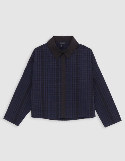Girl's navy check cropped shirt - IKKS