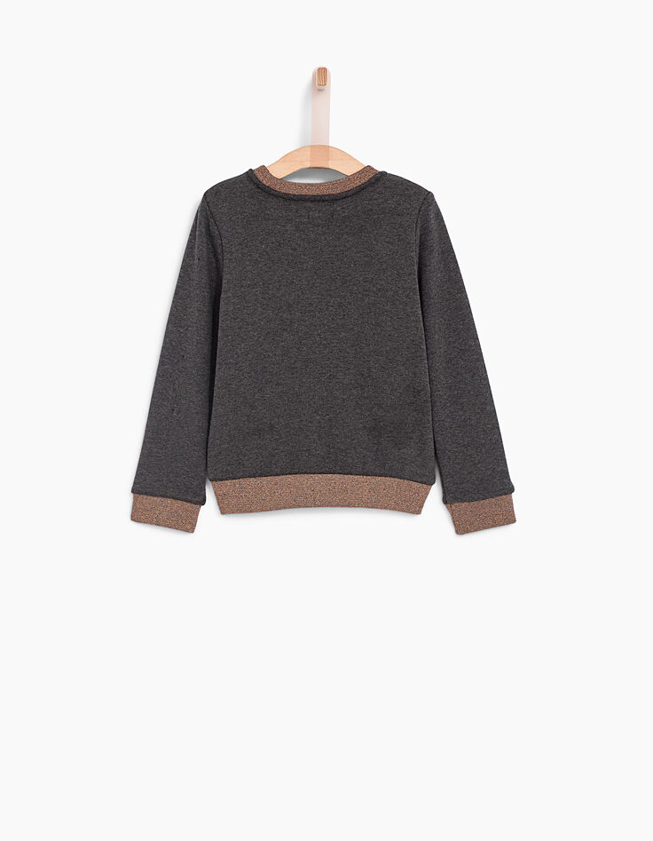 Sweat gris et cuivré brodé fille-4