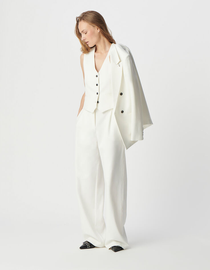 Gilet sans manches blanc maille Milano Femme-5