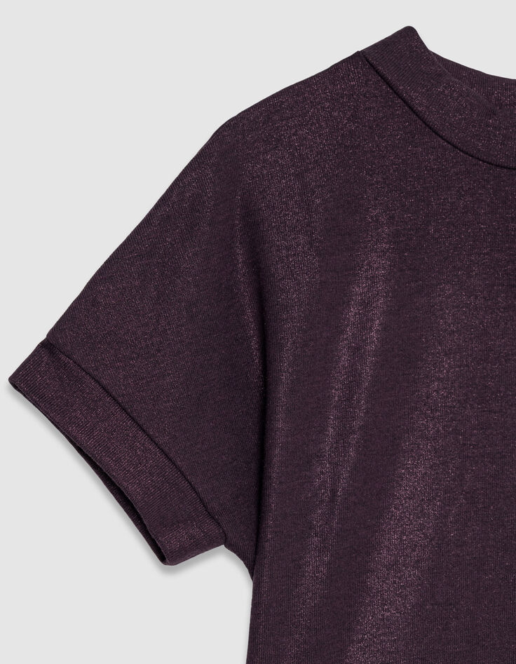 Tee-shirt manches courtes bordeaux paillet&eacute; Femme-7