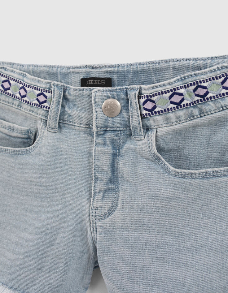 Shorts vaqueros azul delavado trenza bordada ni&ntilde;a-5