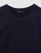 Camiseta azul marino algodón coche espalda niño-4