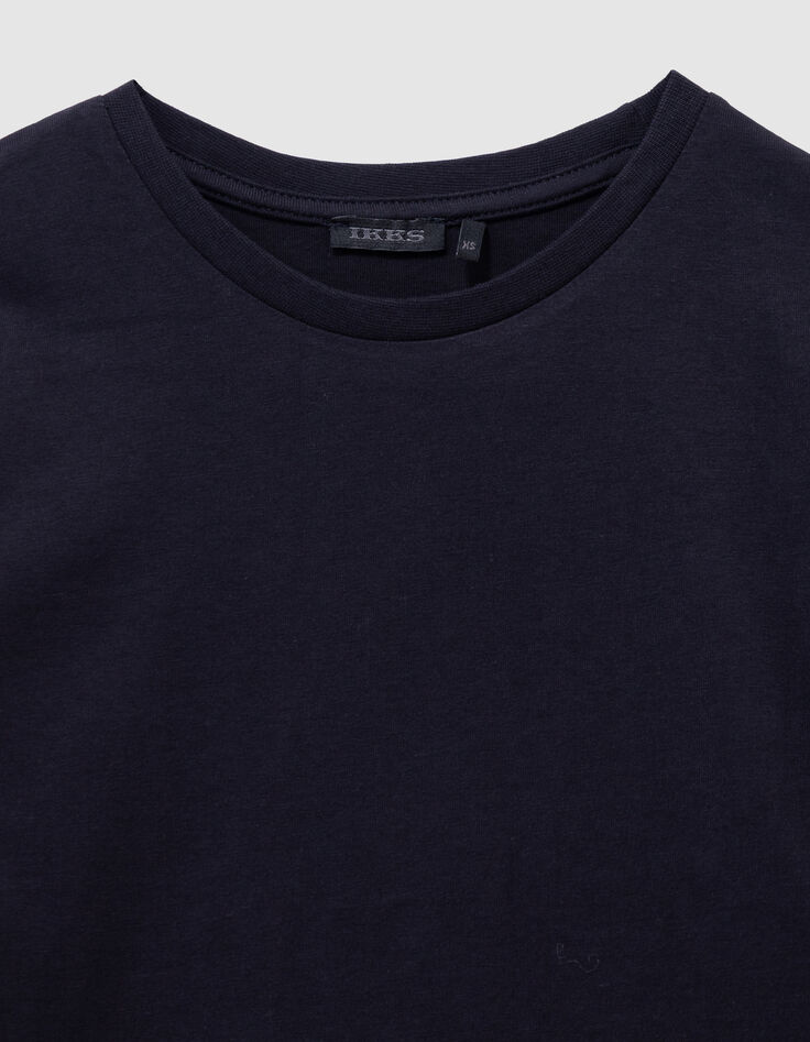 Camiseta azul marino algodón coche espalda niño-4