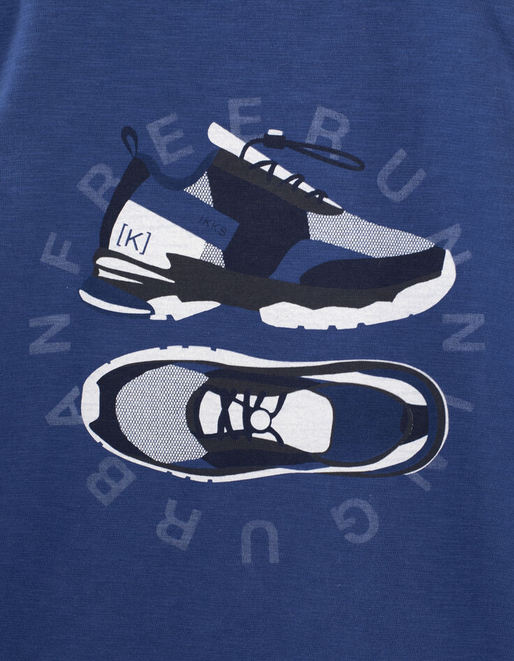 Boys’ bright blue trainers image organic cotton T-shirt-3