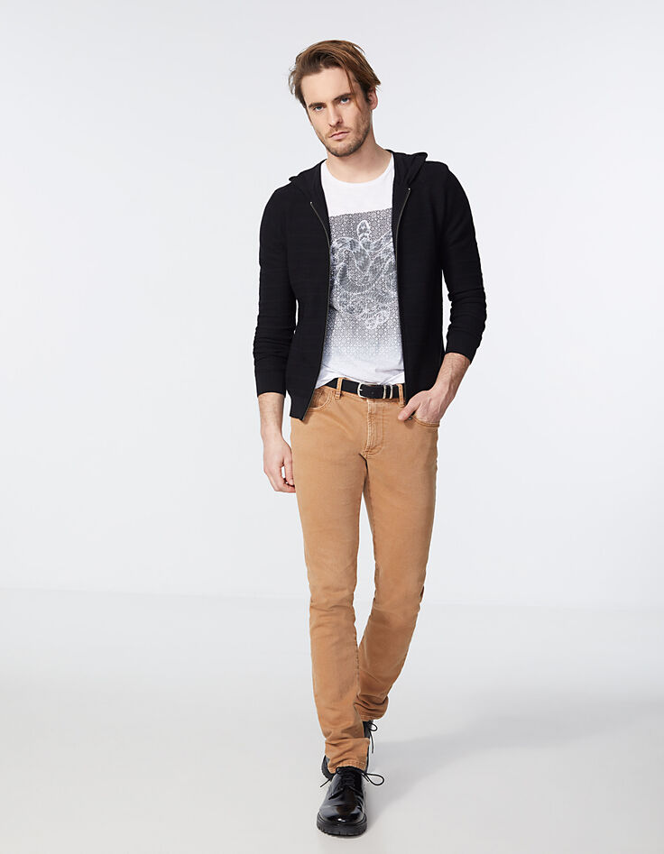 Cardigan noir tricot Ottoman à capuche Homme-6