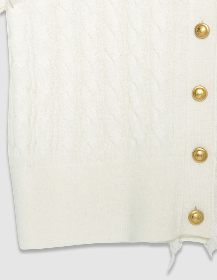 Wit vest met kabelgebreide korte mouwen Dames-8