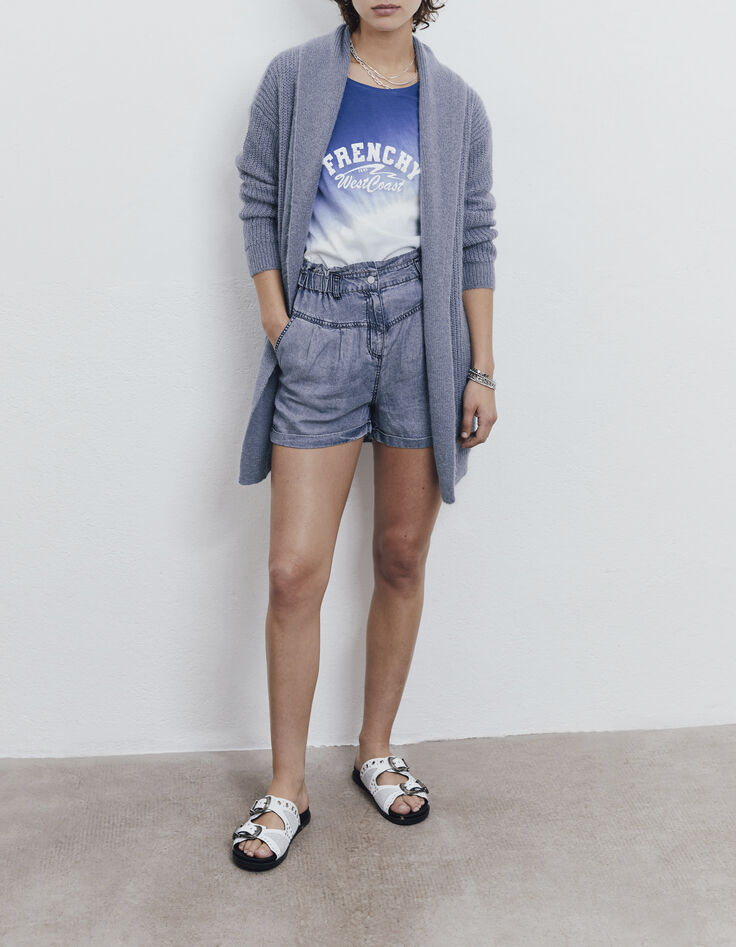 Tee-shirt en coton bio tie & dye bleu visuel blanc femme-7