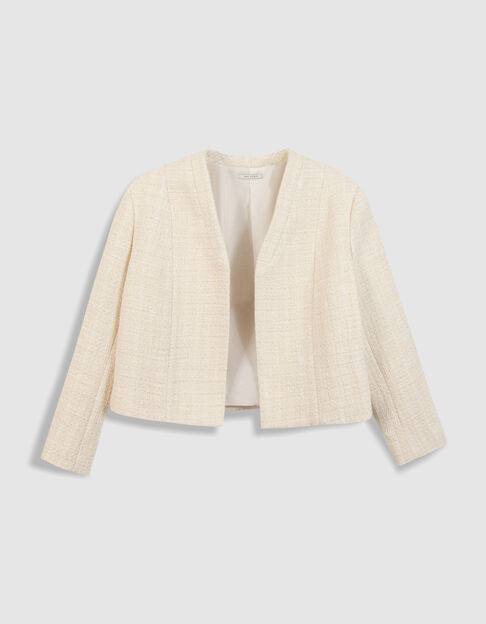 Chaqueta bolero blanca efecto tweed mangas 7/8 para mujer - IKKS