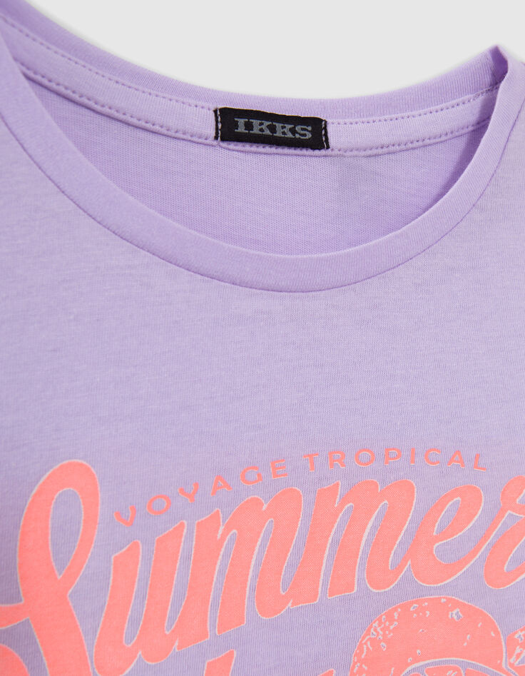 T-shirt lilas message et fruits fluo fille-6