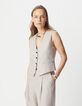 Women's grey lurex striped sleeveless suit vest-2