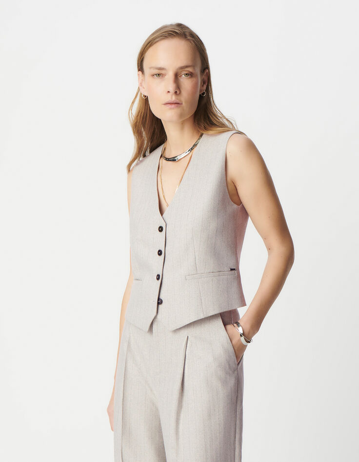 Women's grey lurex striped sleeveless suit vest-2