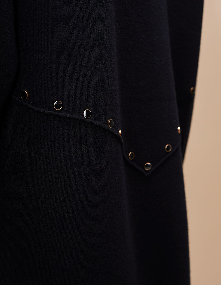 I.Code black knit coat with studs-4