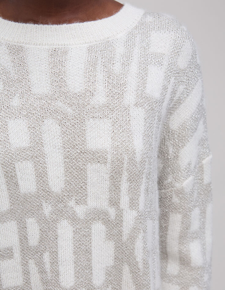 Jersey de punto jacquard crudo estampado de lúrex-6