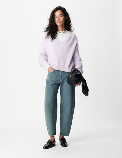 Lilac oversized V-neck sweater Woman - IKKS