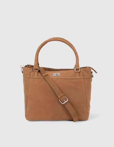Roestbruine leren shopper The Artist Dames - IKKS