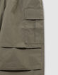 Boys’ khaki wide-leg cargo trousers-5