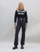 Women&rsquo;s black knit Rock slogan IKKS x DUVILLARD sweater-1