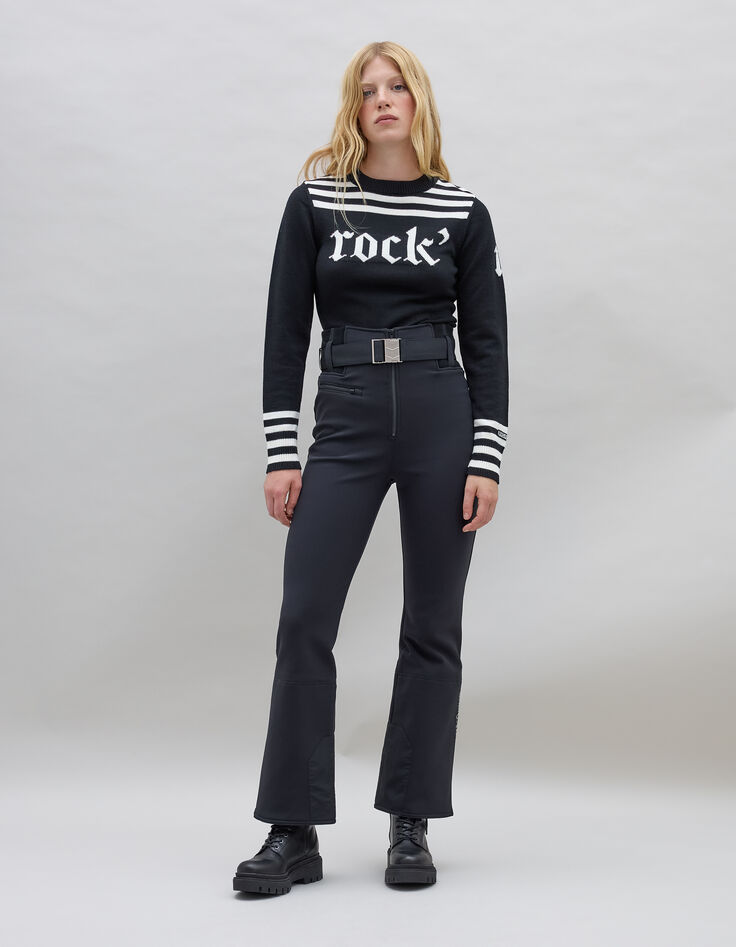 Women&rsquo;s black knit Rock slogan IKKS x DUVILLARD sweater-1