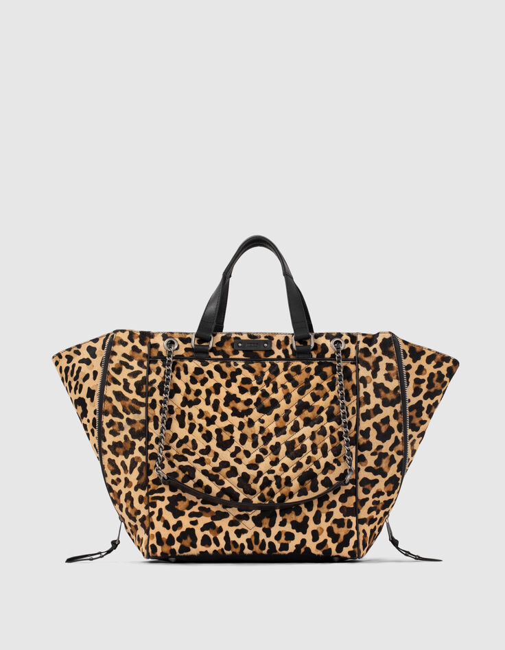 Leren shopper DE 1440 LEOPARD visgraatdoorstikking dames-1