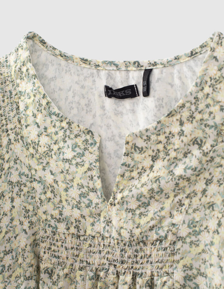 Cremewei&szlig;e M&auml;dchenbluse aus Ecovero&reg; mit Blumenprint -2