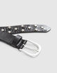 Ceinture cuir noir clous forme étoiles Femme-2