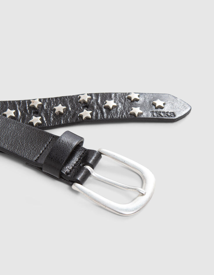 Ceinture cuir noir clous forme étoiles Femme-2