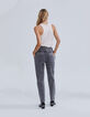 Grijze bootcut jeans hoge taille met riem Dames-3