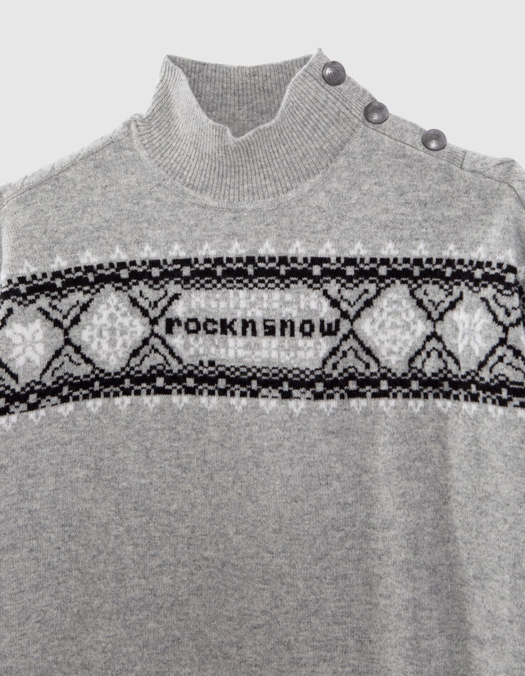 Grijze gebreide trui jacquard skistijl Dames-2