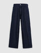 Rauwe blauwe rechte jeans voor dames-7