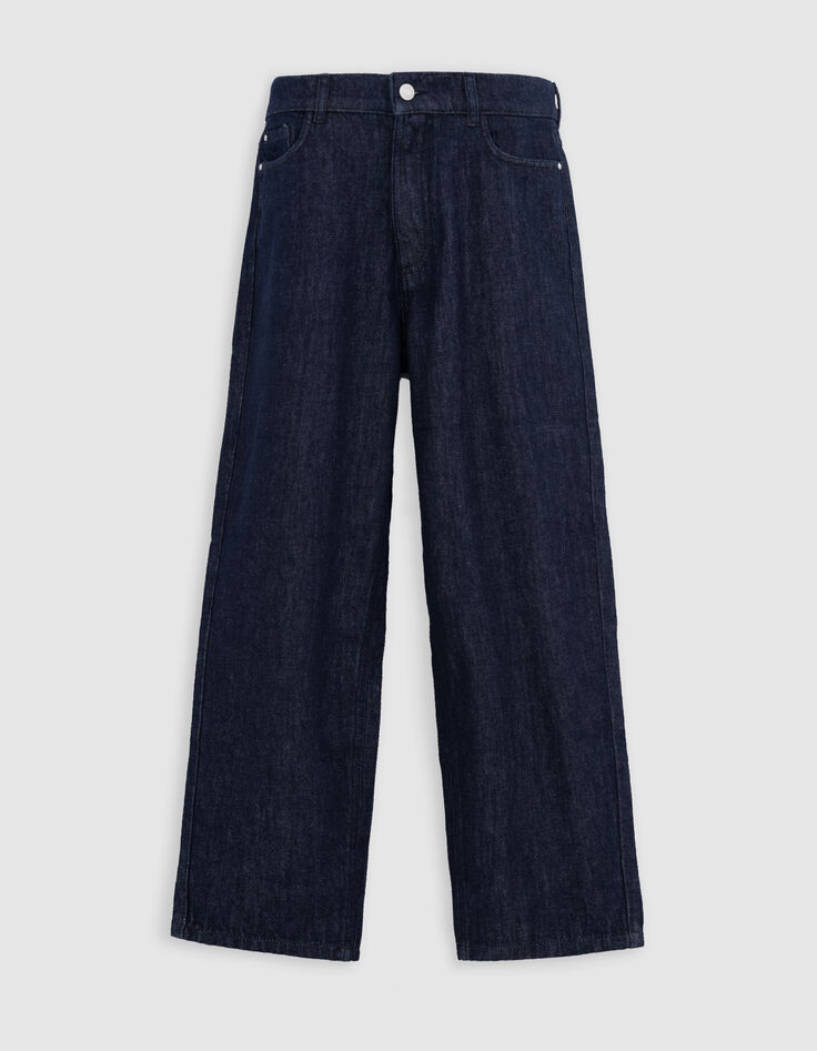 Rauwe blauwe rechte jeans voor dames-7