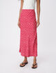 Women's pink polka dot midi skirt-2