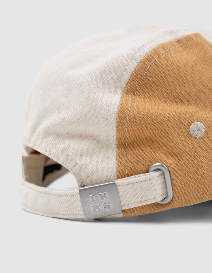 Beige Jungenkappe mit khaki Schirm-5