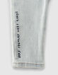 Baby boys’ bleach blue slogan organic cotton jeans  -4