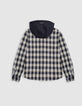 Chemise noire maille à carreaux capuche amovible garçon-6
