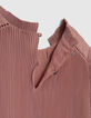 Girls’ pink pleated dress with embroidered shoulders-8