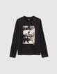 Boys' black guitarist image T-shirt -1