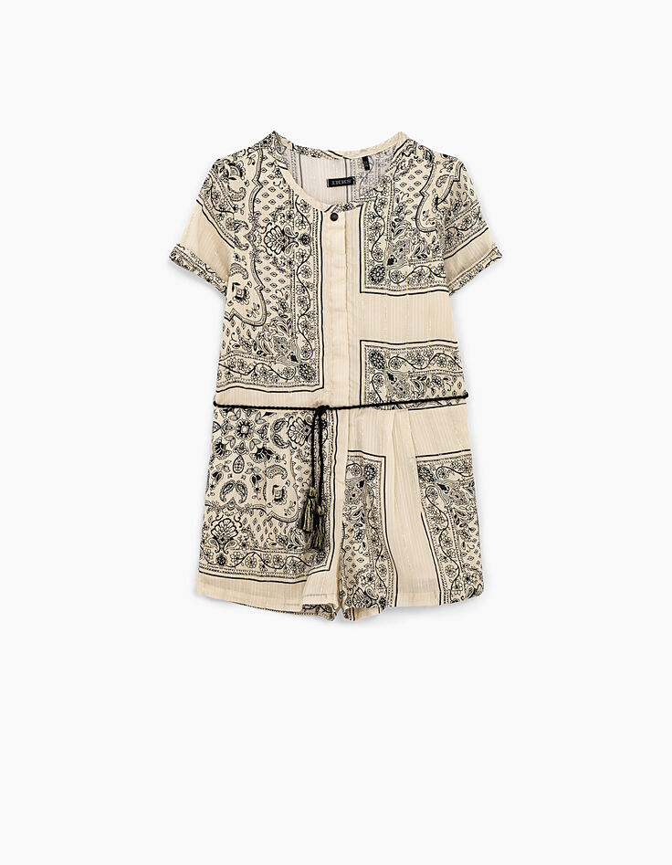 Girls’ ecru bandana print playsuit-2 Girls’ ecru bandana print playsuit-2