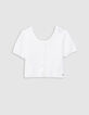 Pull blanc tricot fantaisie réversible devant/dos fille-2