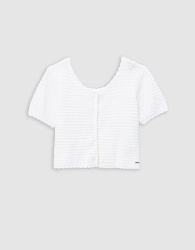 Wei&szlig;er M&auml;dchenwendepullover mit Strick vorne/hinten - IKKS