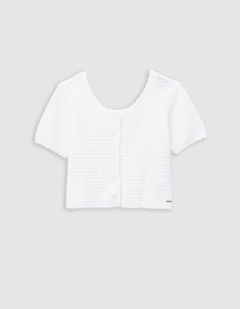 White knitted sweater reversible front/back for girl - IKKS
