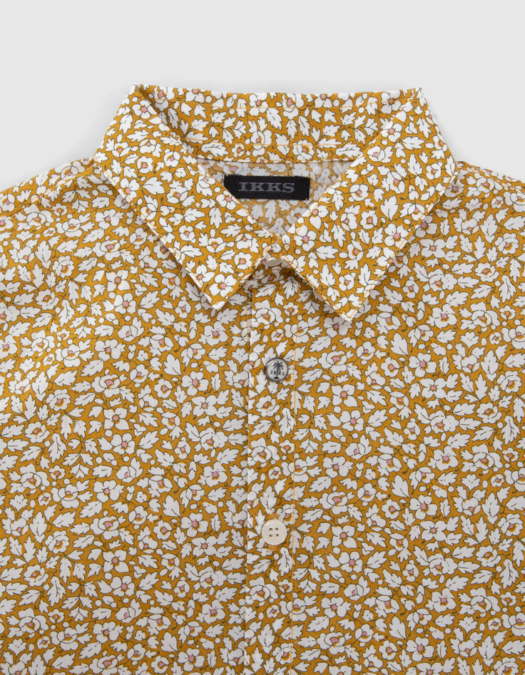 Boys' yellow shirt with floral Liberty® fabric-2