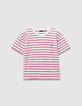 Girls’ organic cotton sailor T-shirt with pink stripes-3