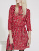 Women’s heart print short dress with ruffles and lace-1