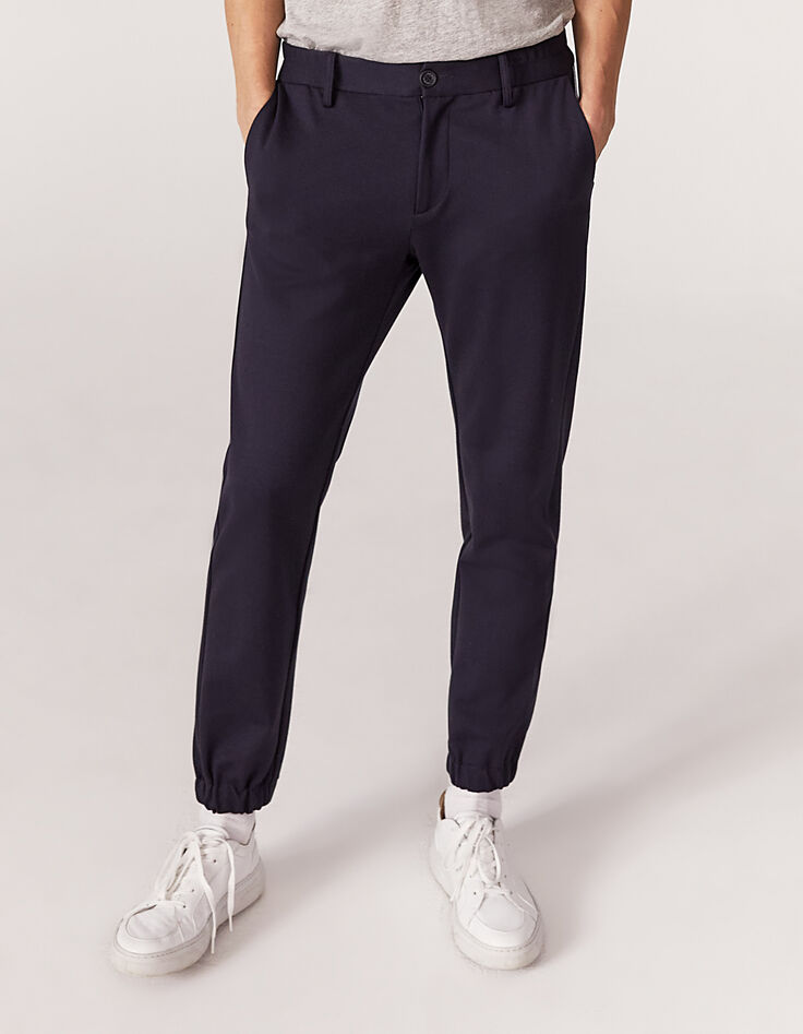 Men’s navy DRY FAST elasticated joggers with side piping-2 Men’s navy DRY FAST elasticated joggers with side piping-2