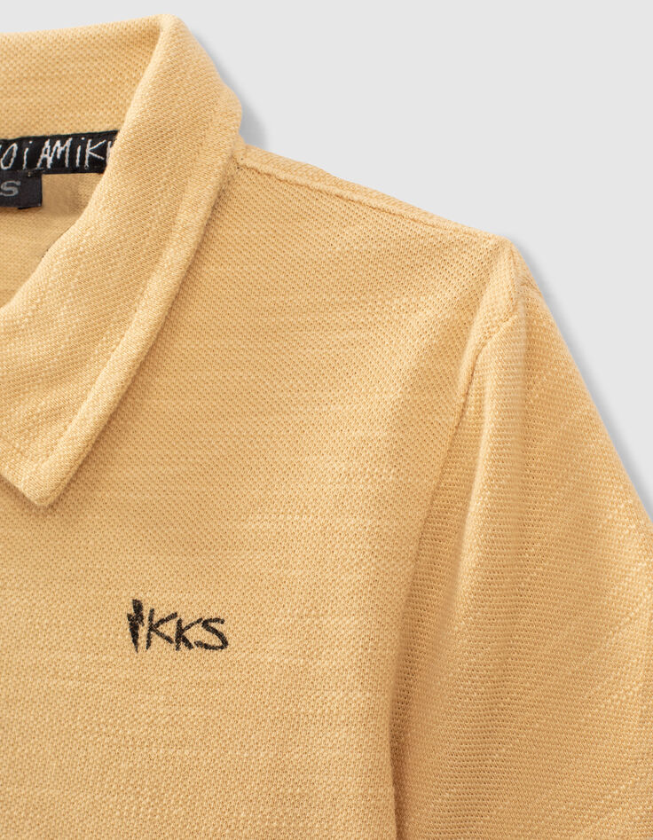Boys’ wheat organic polo shirt with guitar on back -4 Boys’ wheat organic polo shirt with guitar on back -4